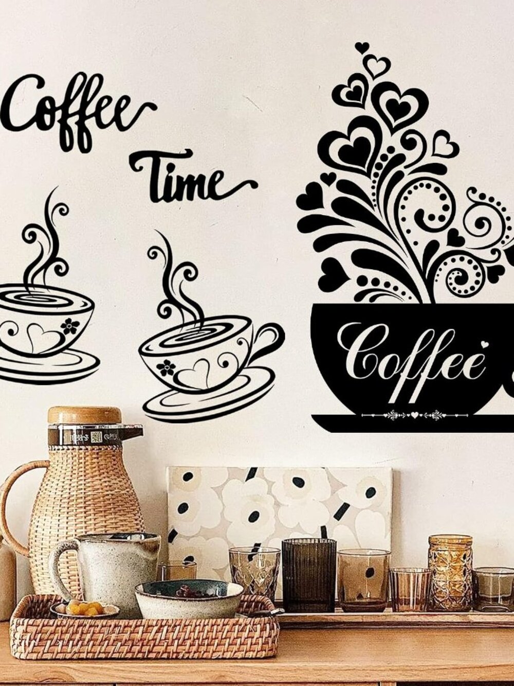 Kitchen Wall Decor Stickers Vinyl Coffee Tea Saying Wall Decals